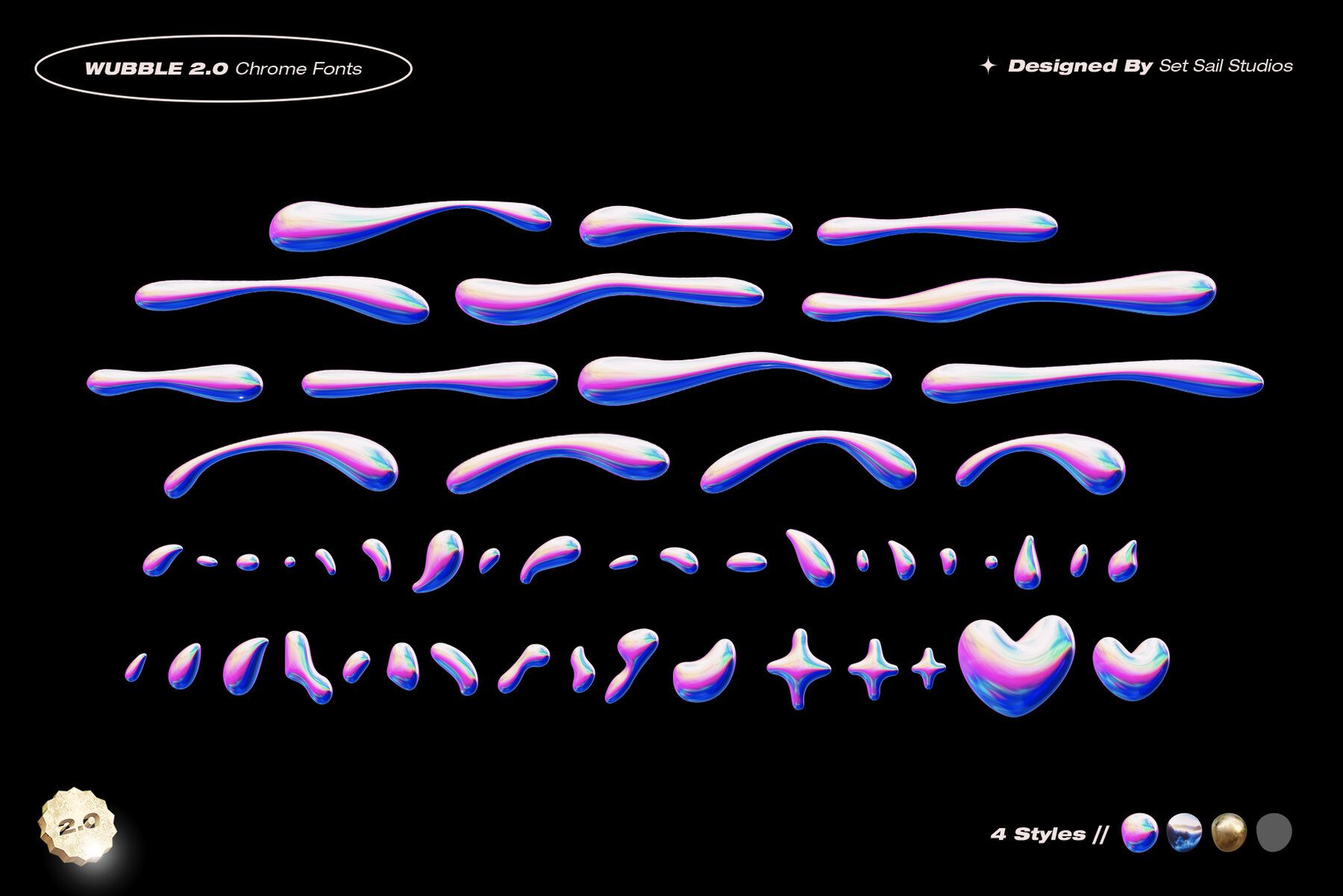 Wubble 2 0 3D Chrome Font Set 7