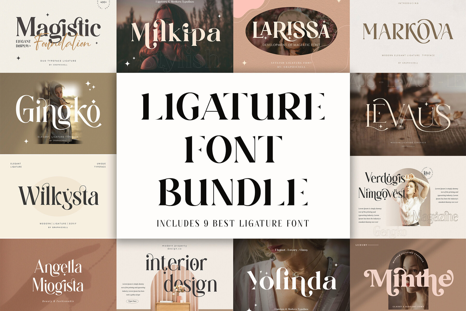 Ligature Serif Font Bundle 1