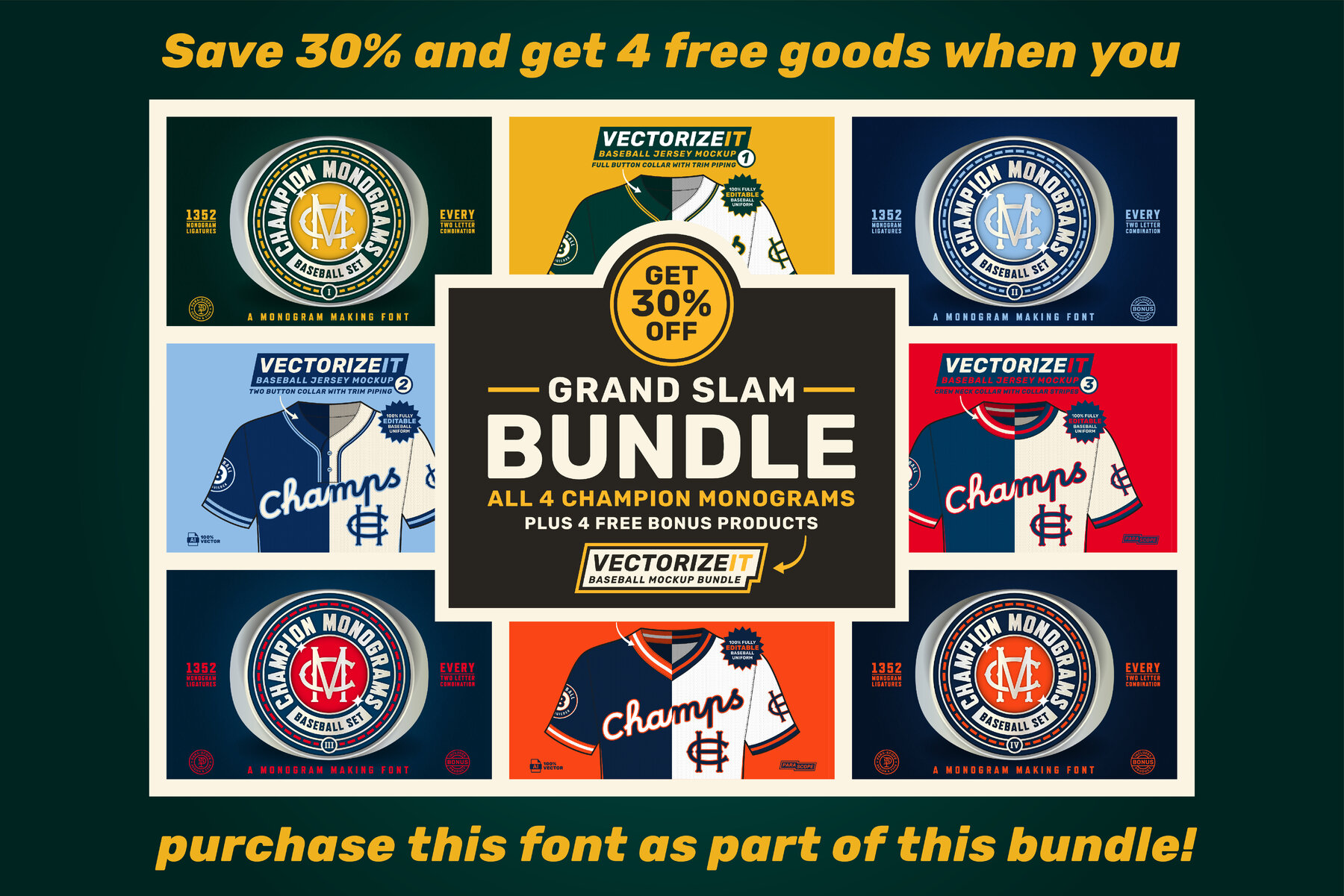 Champion Monograms Baseball 1 8