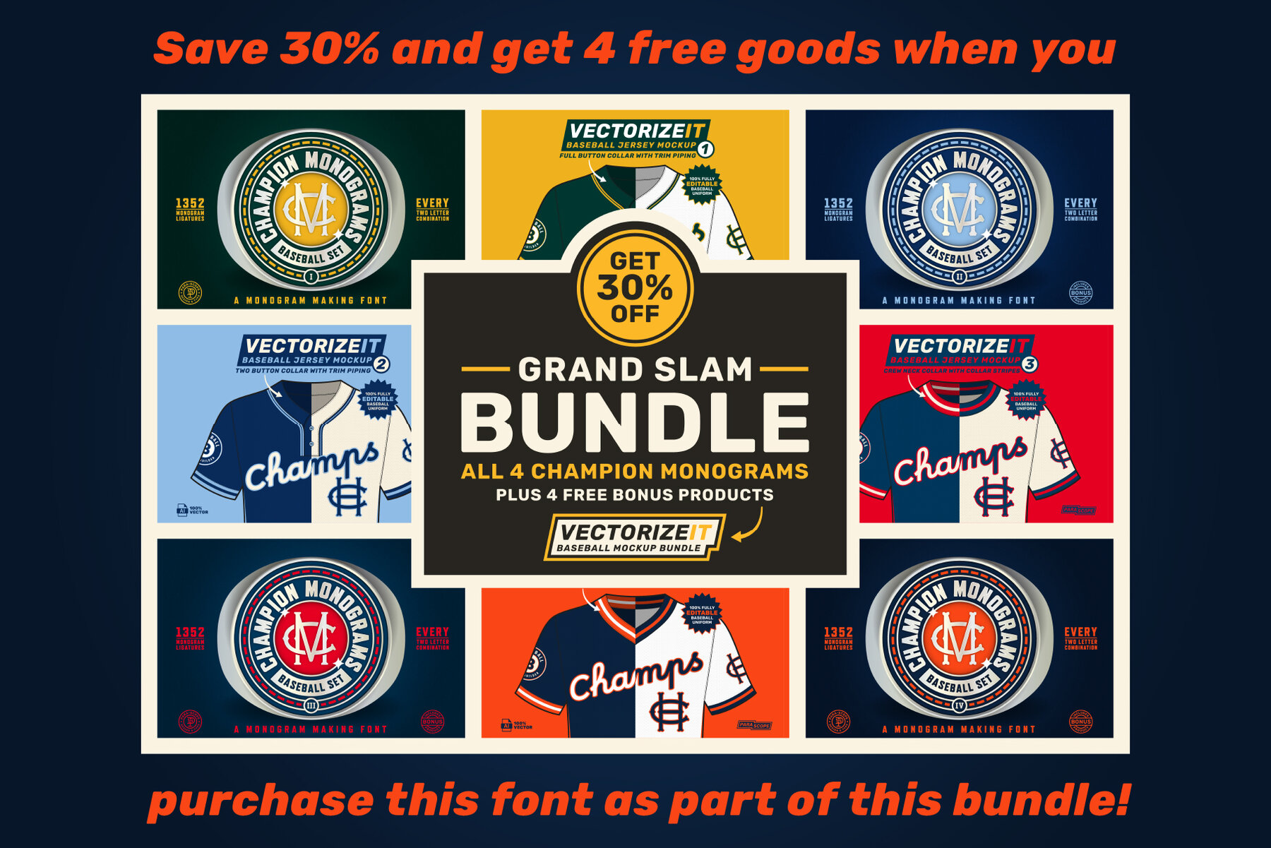 Champion Monograms Font Baseball 4 8