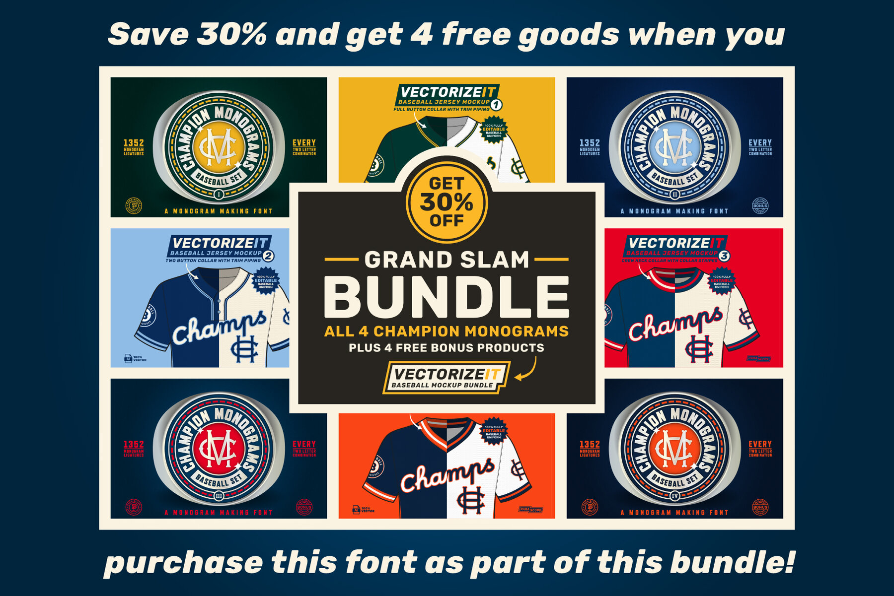 Champion Monograms Font  Baseball 3 8