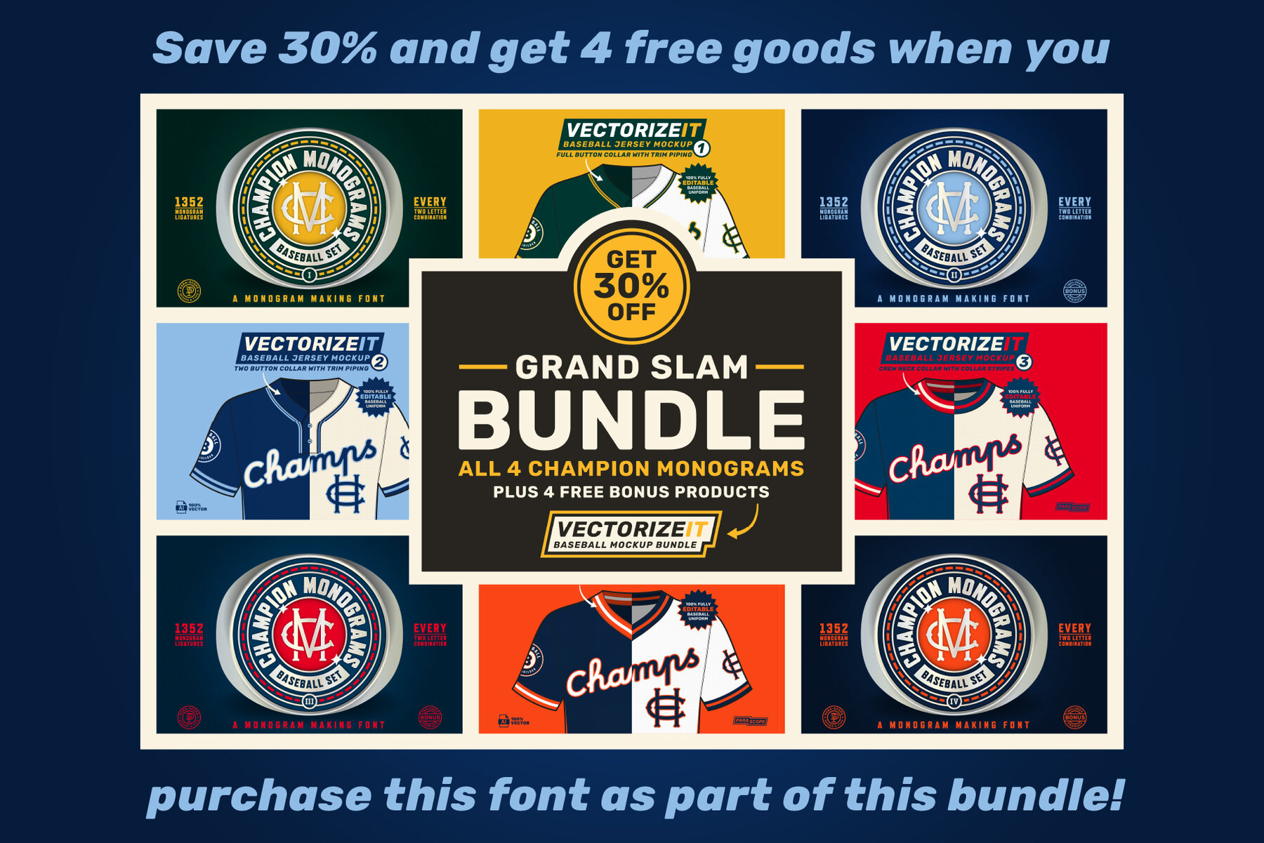 Champion Monograms Font  Baseball 2 8