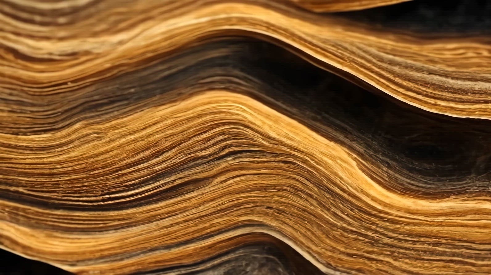 Close-up of the wavy, aged pages of Bronzite texture background