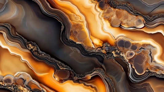 Abstract close up of agate stone with swirling patterns in brown