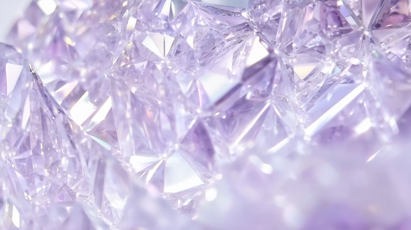 Clear Kunzite sparkling purple crystals with intricate facets