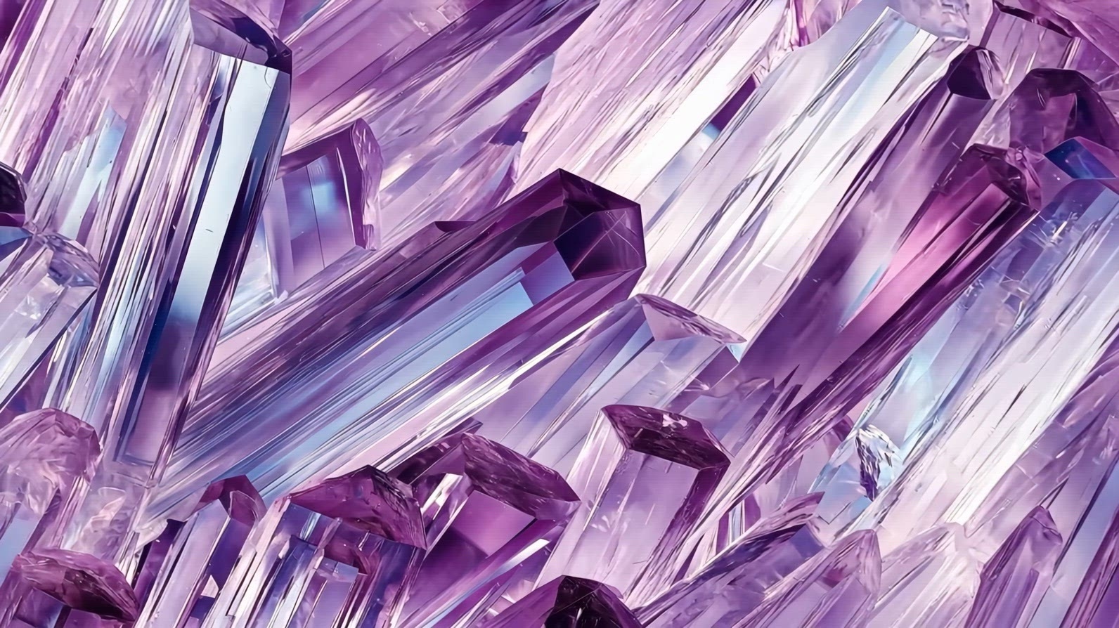 Close-up of Clear Kunzite purple amethyst crystals