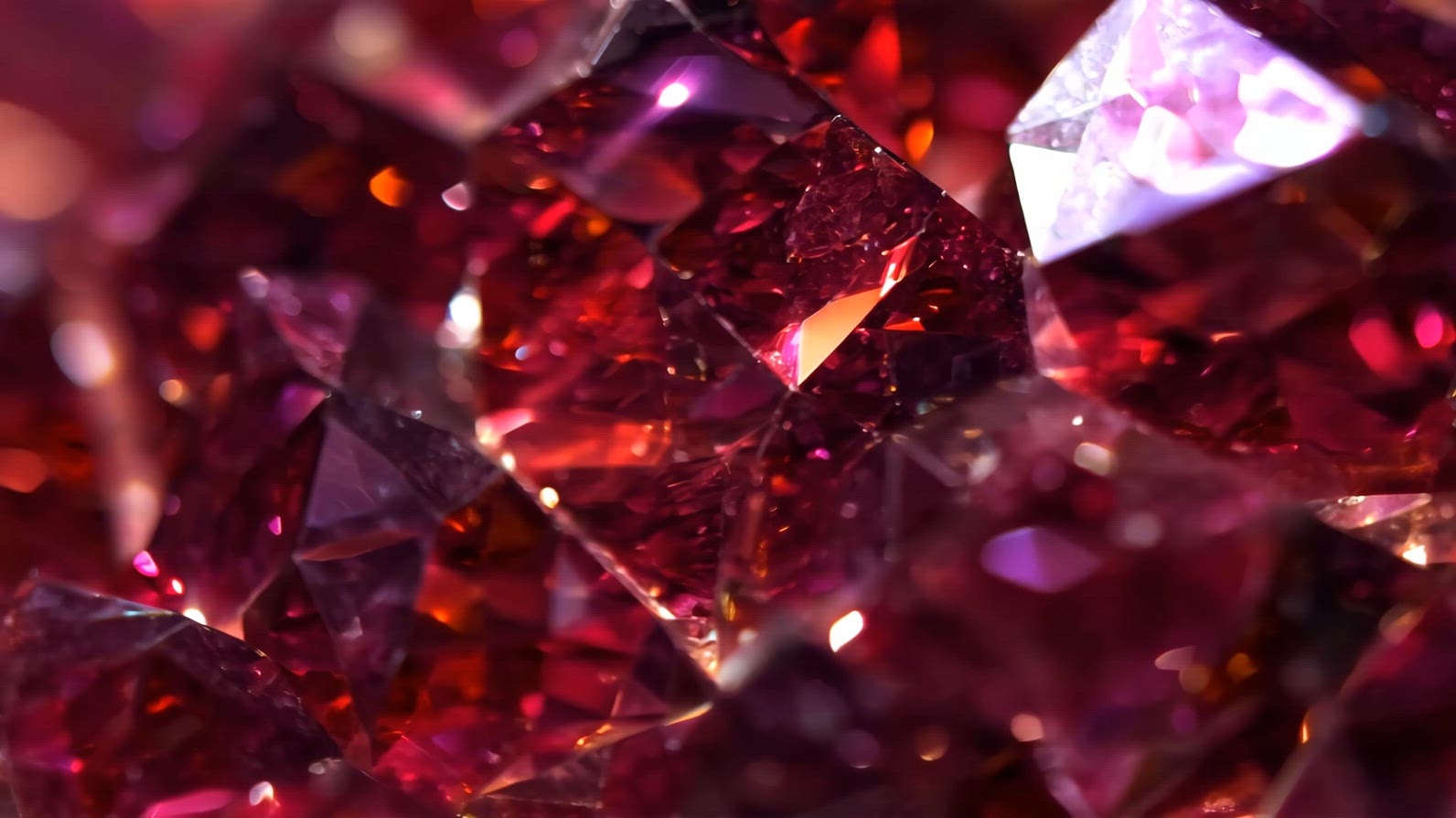 Garnet sparkling red gemstones with facets reflecting light
