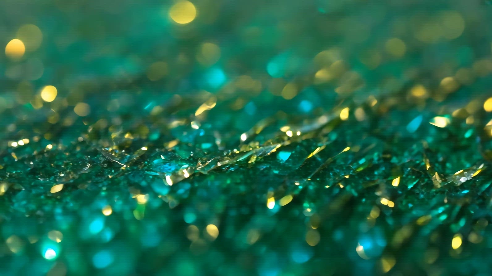 Abstract macro photo of Green Rutilated and gold glitter