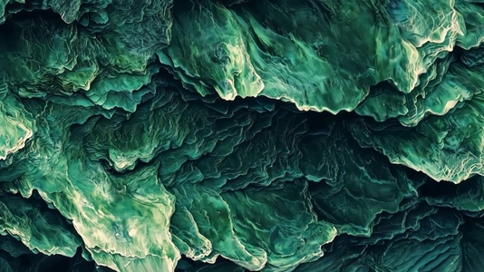 An abstract close up of Malachite textured green layers