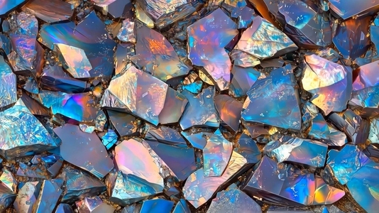 Iridescent Opal crystal shards displaying a spectrum of colors