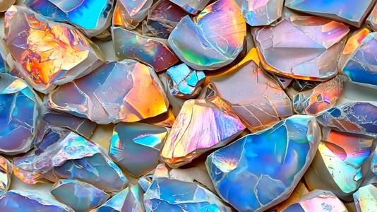 Colorful opal stones displaying vibrant iridescent patterns