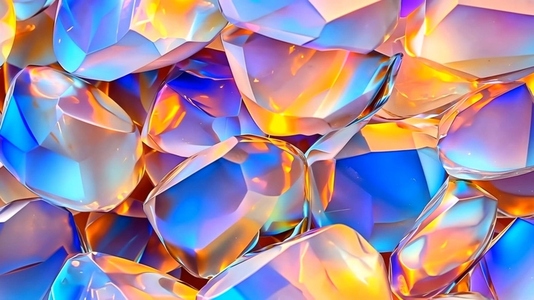 Colorful  iridescent Opal gemstones with a mix of blue  orange