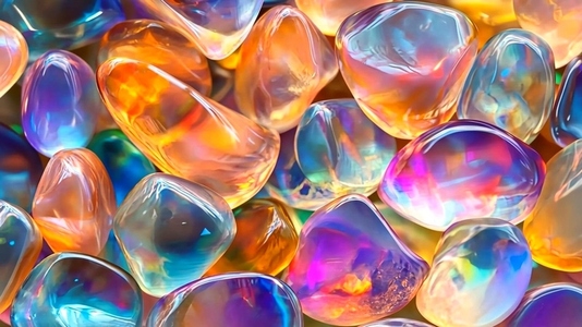 Colorful  translucent Opal stones with a glossy finish