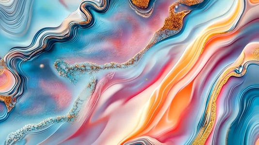 A vibrant abstract artwork featuring flowing waves pattern