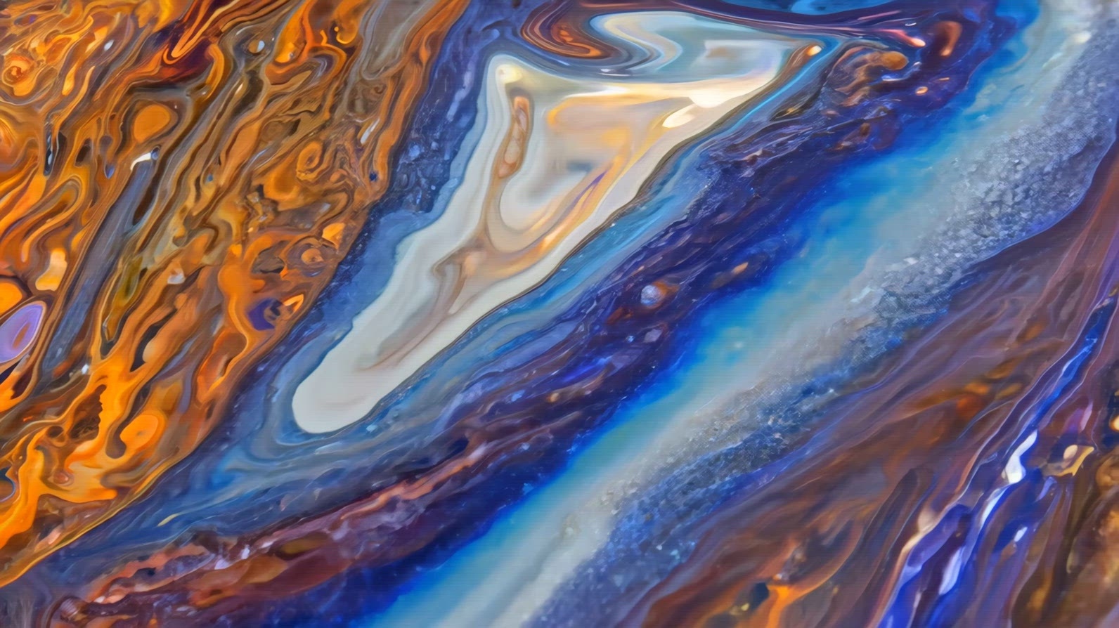A close-up view of a colorful abstract painting pattern