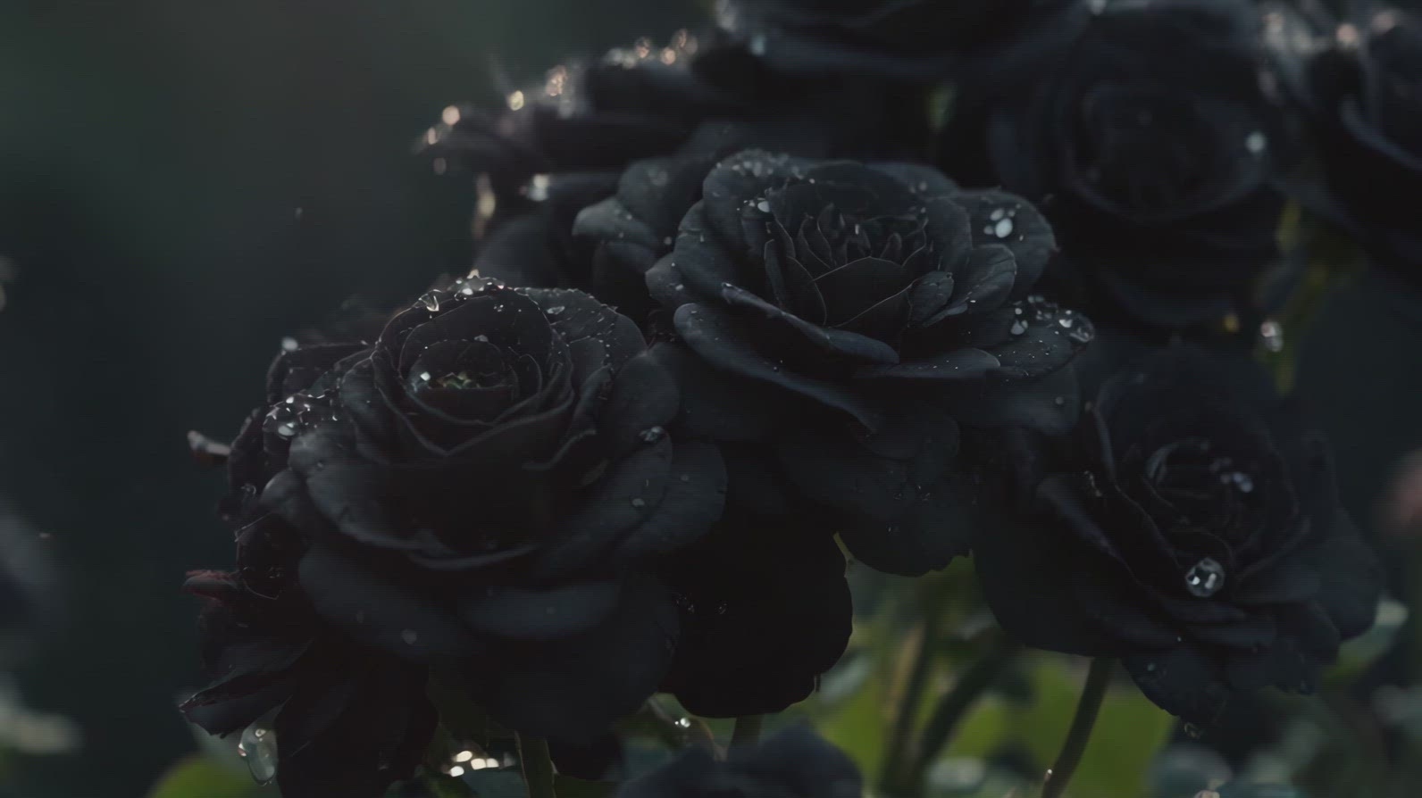 A bouquet of black roses on black background