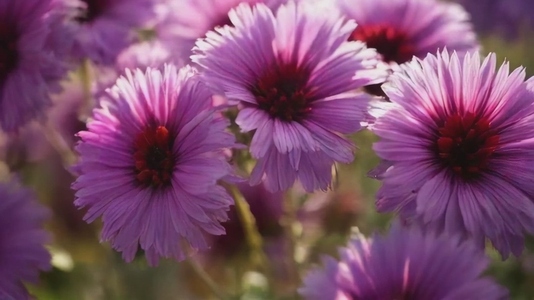 A close up view of vibrant purple flowers