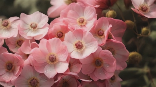 A close up view of delicate pink Anemone flowers