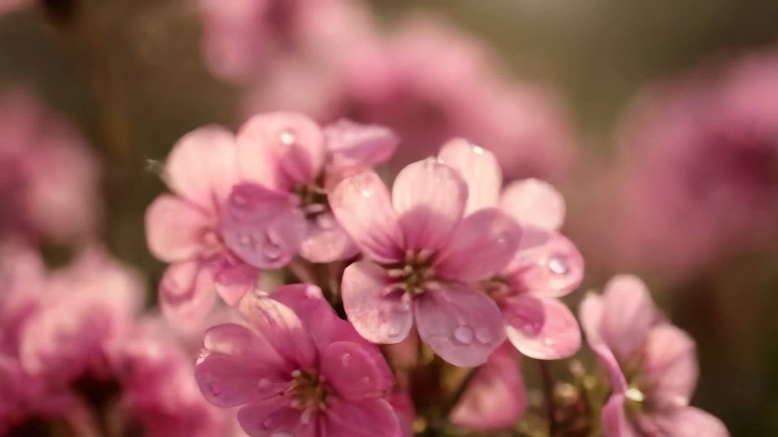 Close-up of pink flowers with water droplets on petals