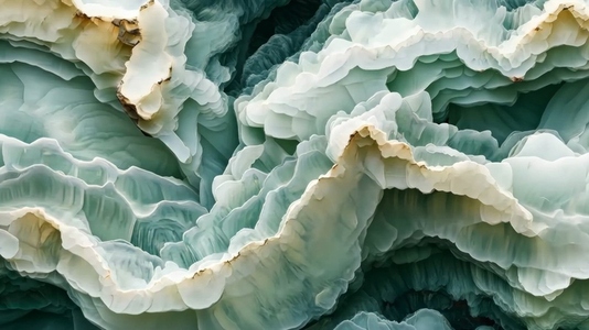 A close up view of layered  wavy textures prehnite