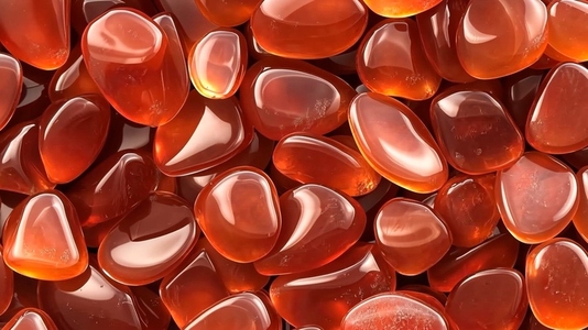 A close up view of polished Red Aventurine gemstones