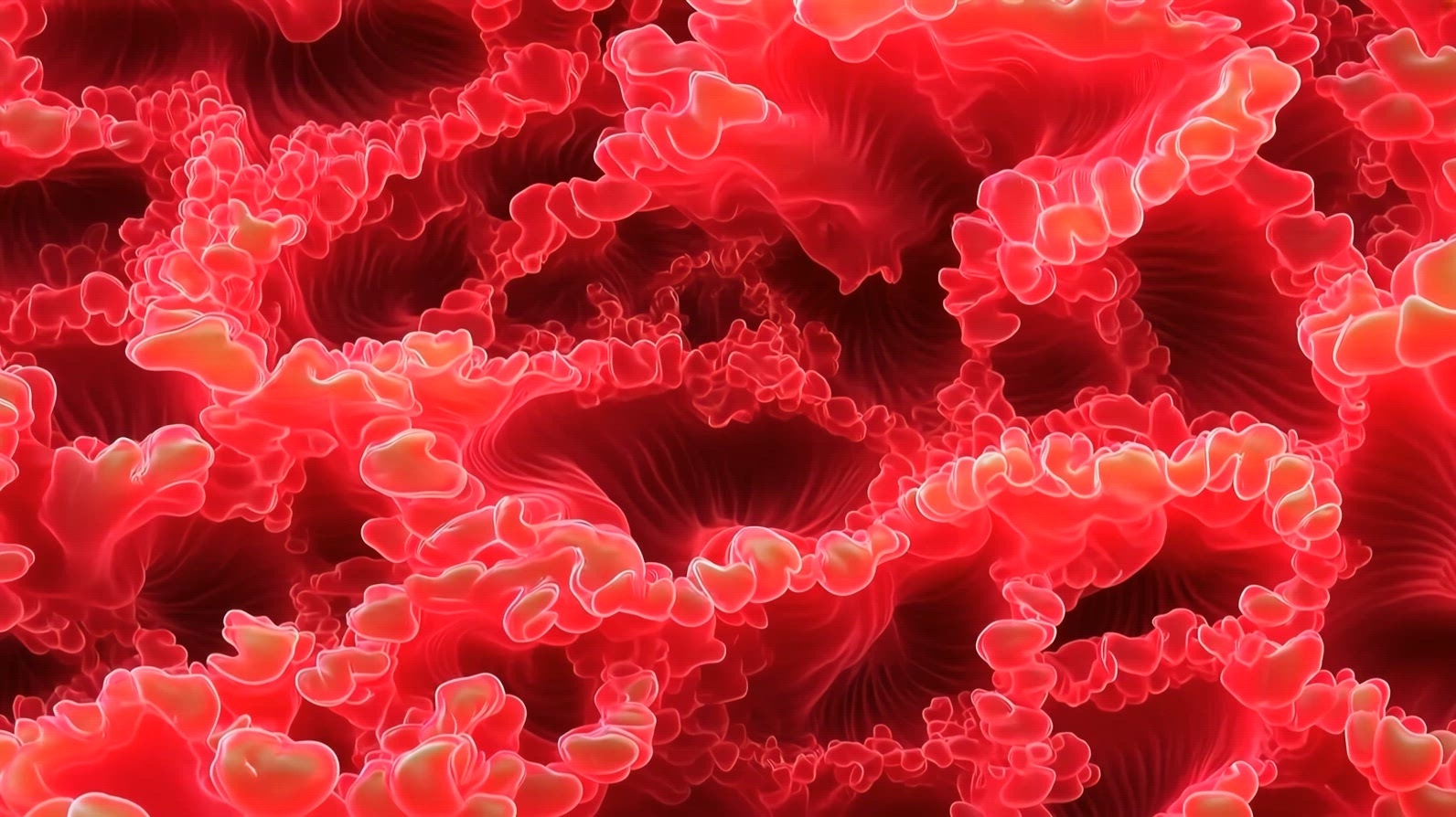 An abstract representation of vibrant red coral-like structures