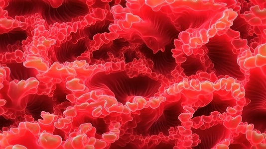 An abstract representation of vibrant red coral like structures