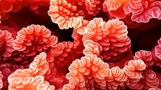 Intricate  coral like structures in vibrant red hues