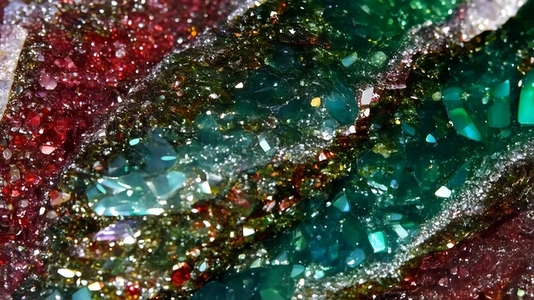 Close up of colorful Ruby Zoisite gemstone crystals with red