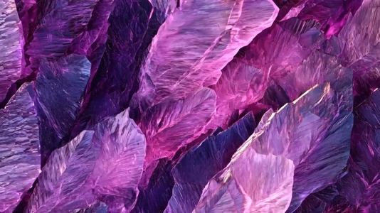 Close up view of vibrant purple Rutilated Amethyst crystals