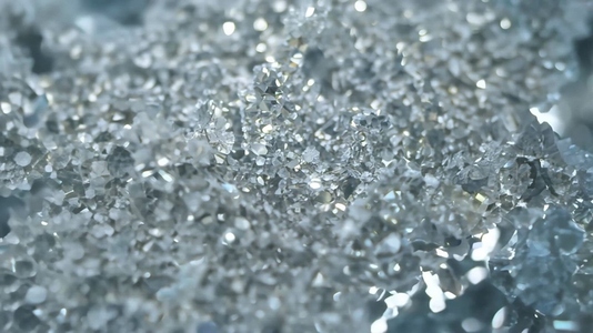 Close up of sparkling scattered diamonds on reflective surface