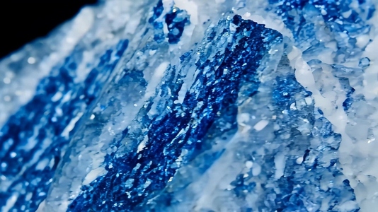 A close up view of a blue mineral with Sodalite crystalline