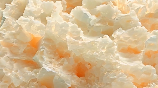 Close up view of translucent layered mineral formations