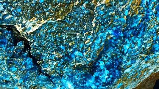 A close up view of a vibrant blue mineral rock