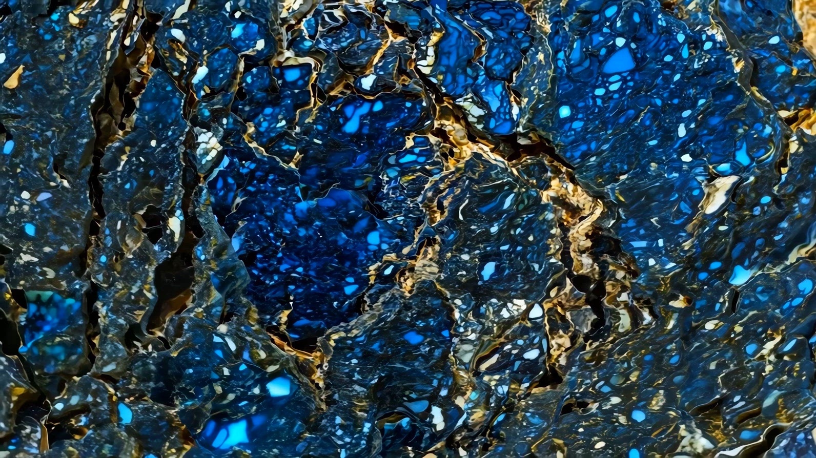 A close-up view of a stunning blue mineral