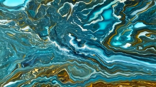 An abstract image featuring swirling patterns of turquoise