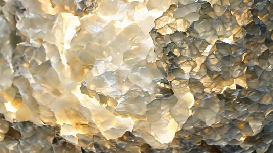 Close up view of textured  translucent mineral formations