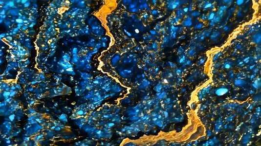 A close up view of a vibrant blue and gold mineral texture