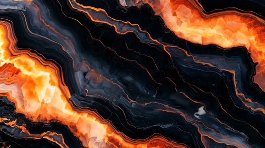 Abstract image of vibrant orange and black marble texture