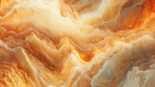 An abstract digital artwork featuring flowing waves of warm