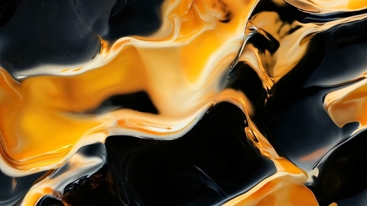An abstract composition of swirling golden and black