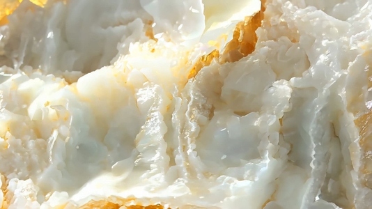Close up view of a textured surface resembling layers of creamy