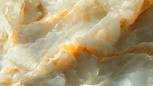 Close up view of a translucent mineral with intricate textures