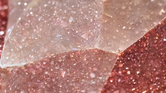 Close up of sparkling rose Strawberry Quartz crystals
