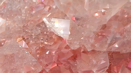 Close up of pink Strawberry Quartz crystals with a sparkling