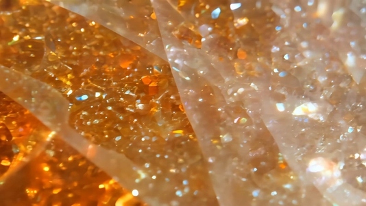 Close up view of shimmering sunstone crystals with various color