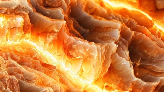 Close up view of layered orange and white sunstone agate stone