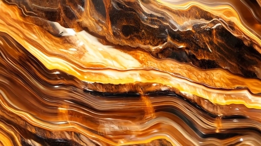Close up of a polished Tigers Eye agate stone