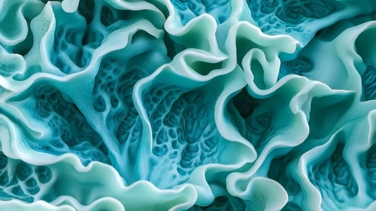 A close up view of intricate  wavy patterns in a turquoise