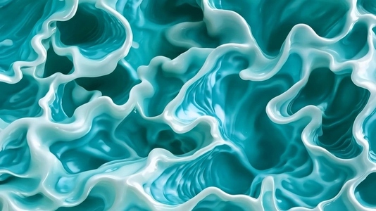 Abstract fluid texture in shades of teal and white